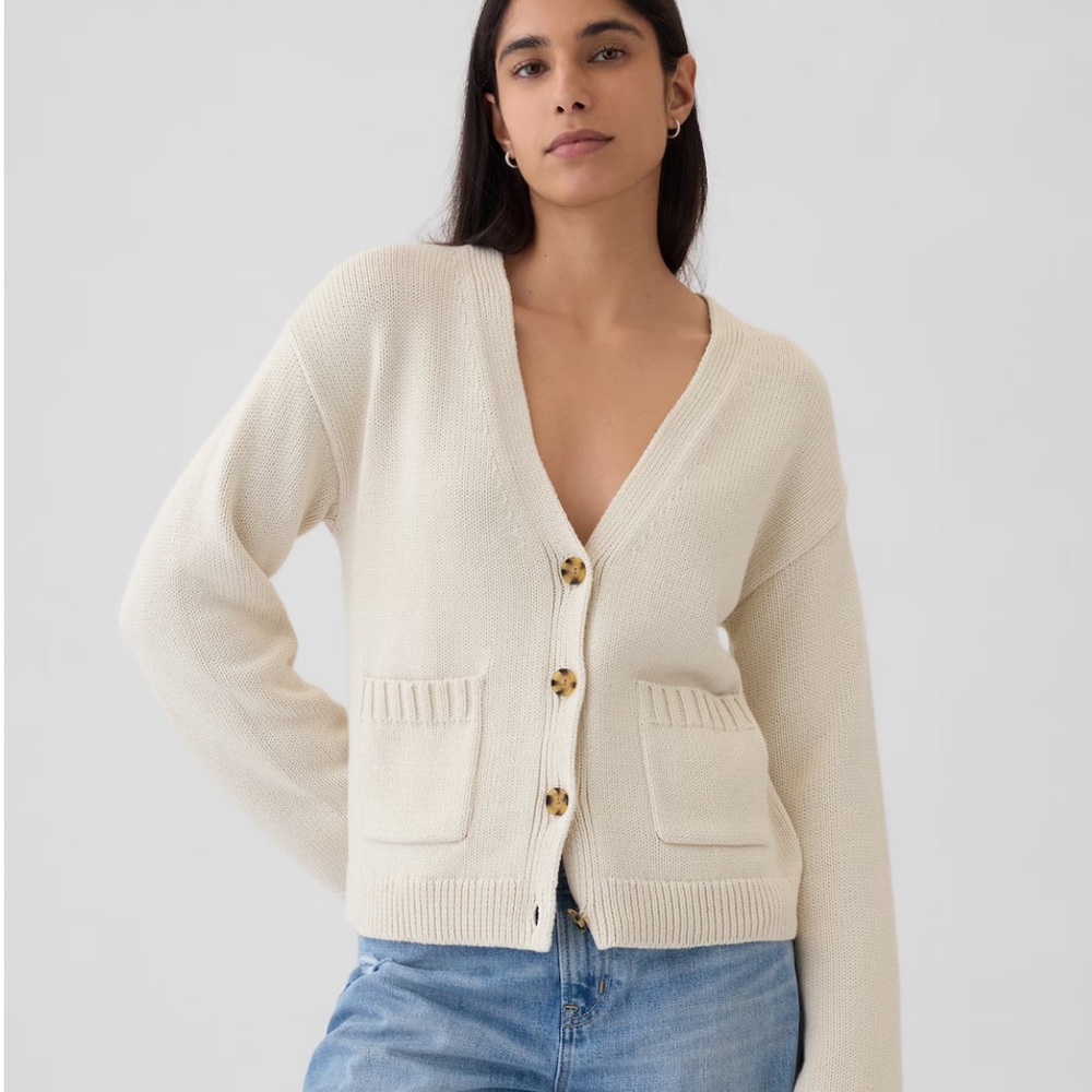 Cream Button-Up Women's Sweater